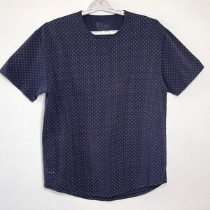 BYLT Basics Premium T Shirt Navy Blue Polka Dot Pattern‎